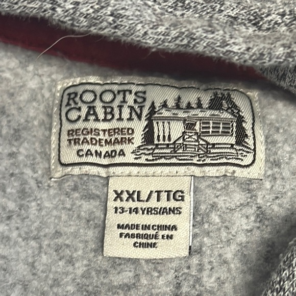 Roots Gray and Red Logo Hoodie Sweatshirt - Picture 4 of 6